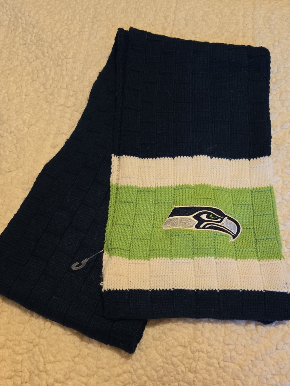 Seattle Seahawks Navy, Green & White Knit Scarf